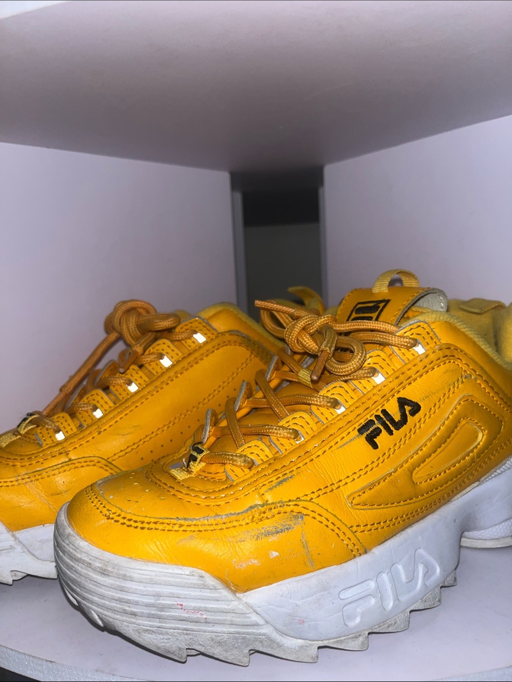 Fila Yellow Leather Platform Sneakers